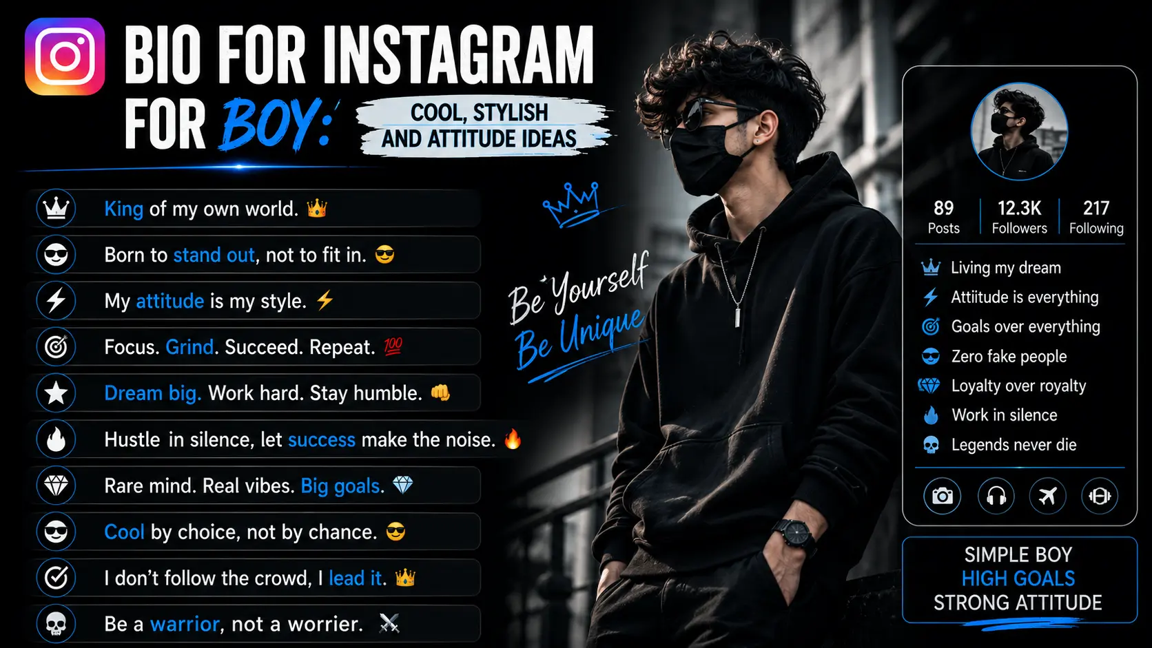 Bio for Instagram for Boy Cool, Stylish and Attitude Ideas